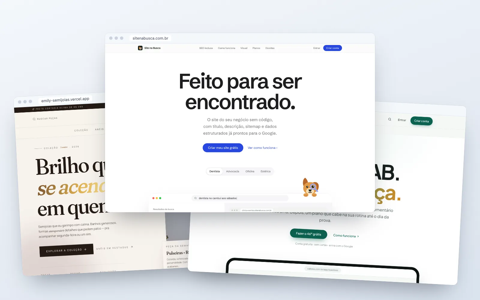 Projetos de Yago Fontanez: Site na Busca, OABase e Emily Semijoias
