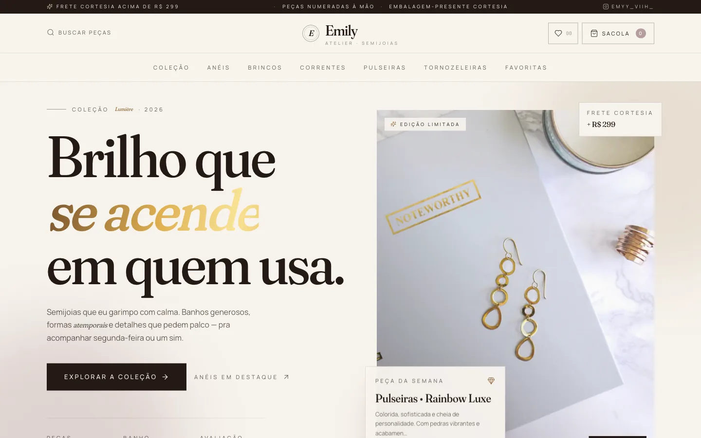 Loja virtual Emily Semijoias